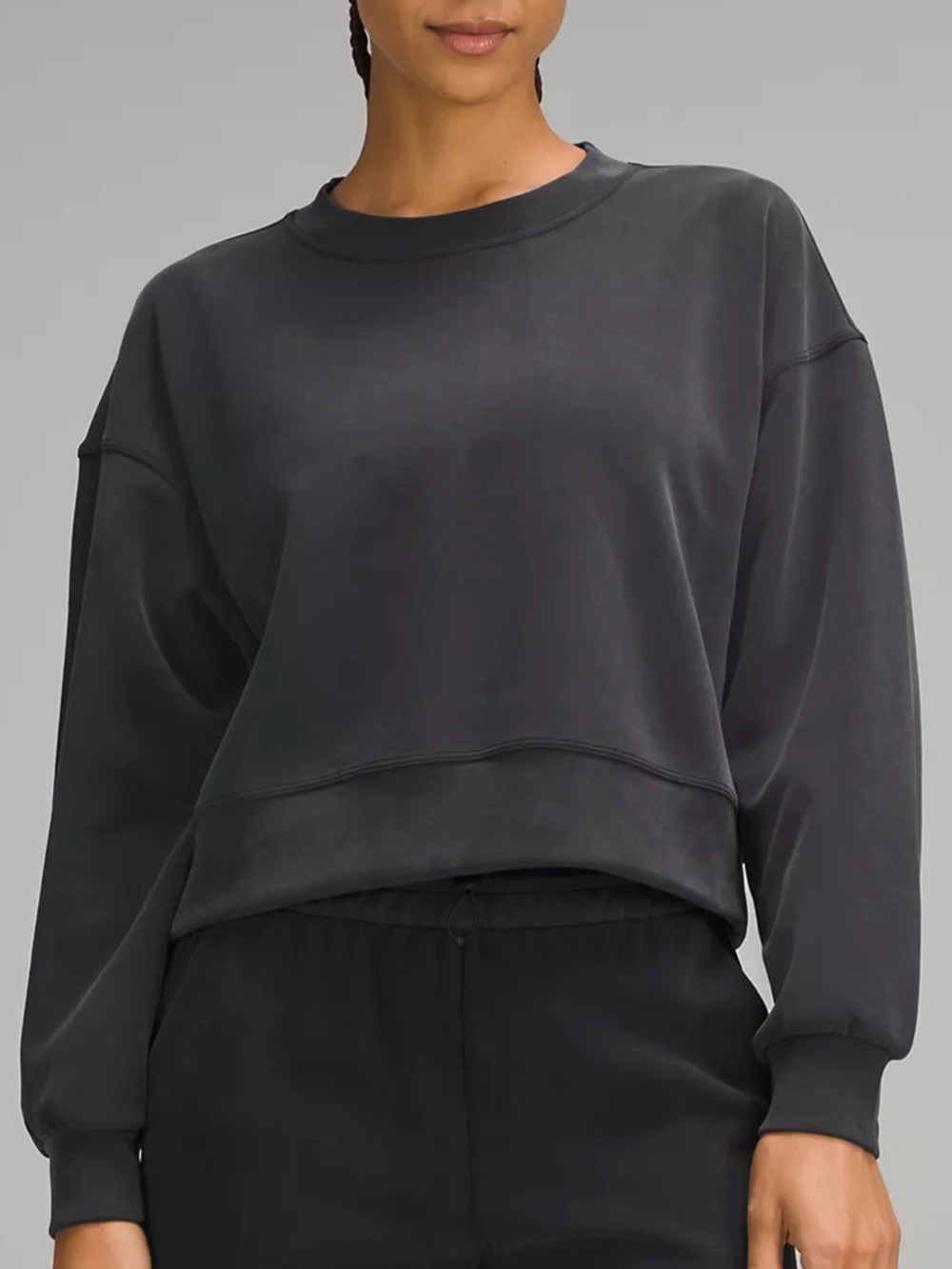 Lululemon Perfectly Oversized Cropped Crew in Softstreme Black Size 8 NWT